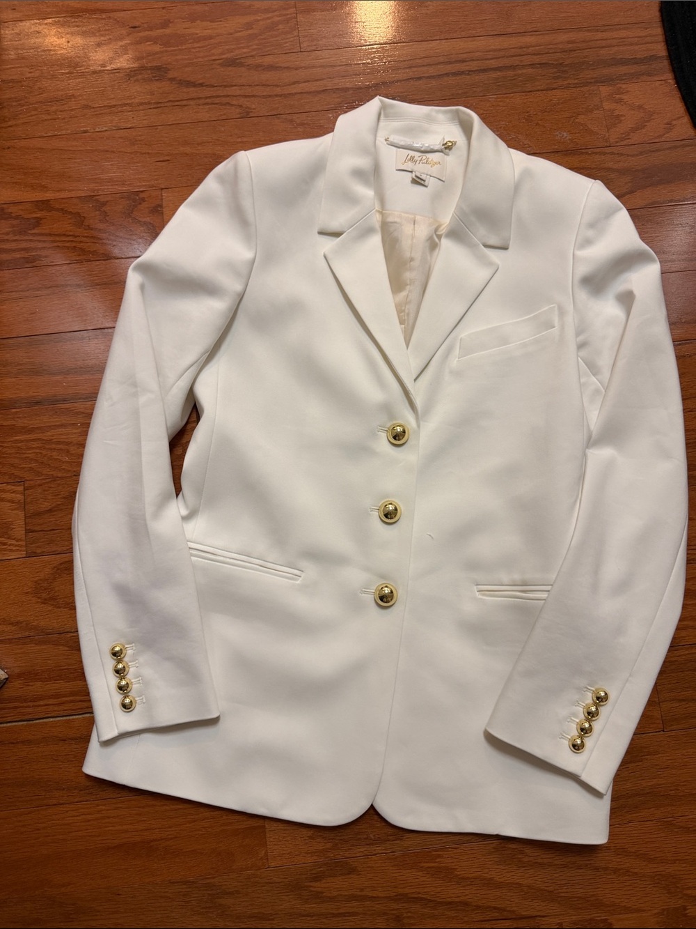 Lilly Pulitzer White Tailored Blazer with Gold Buttons